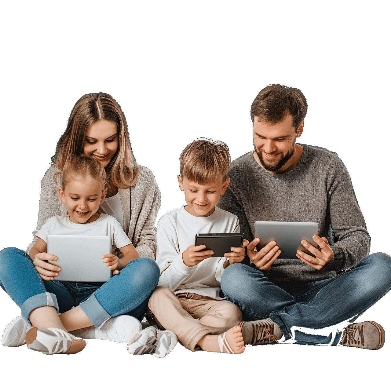 Keluarga menikmati internet WiFi Nara.net di rumah
